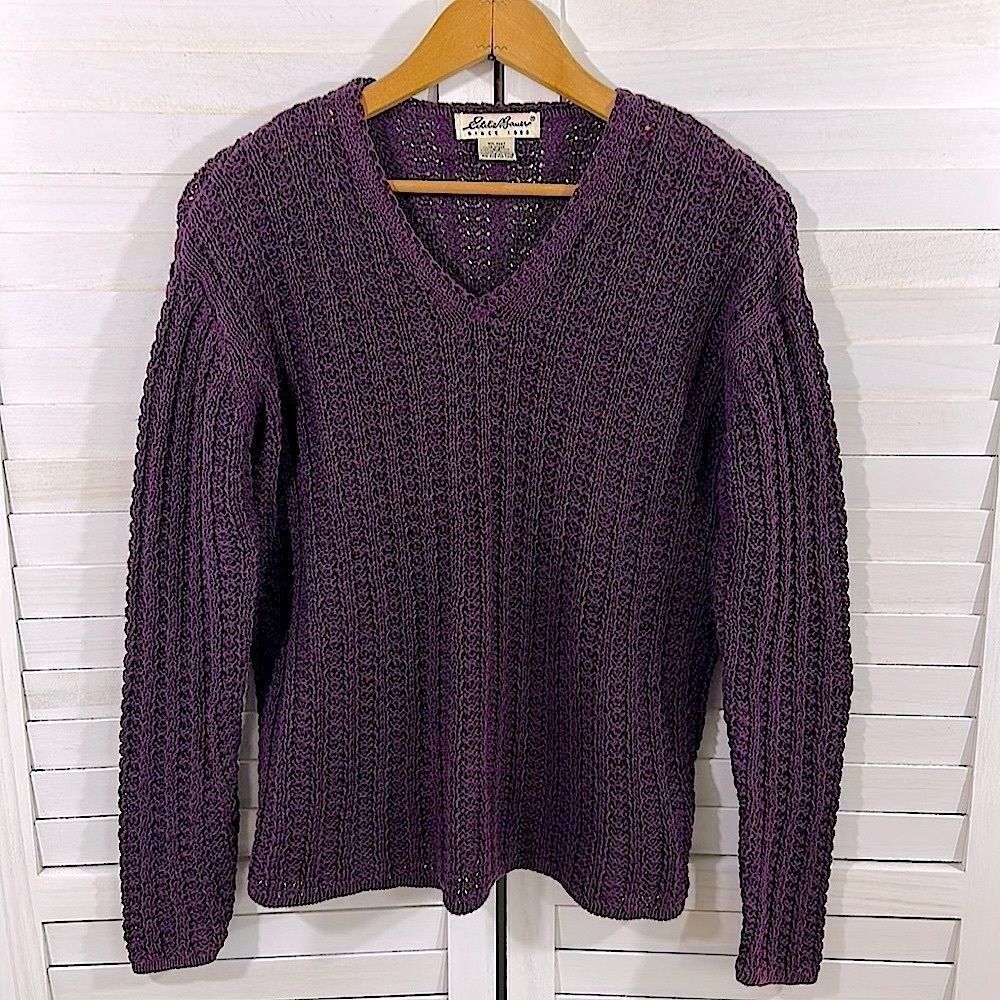 Eddie Bauer Linen Blend Burgundy Sweater SP - Picture 3 of 13